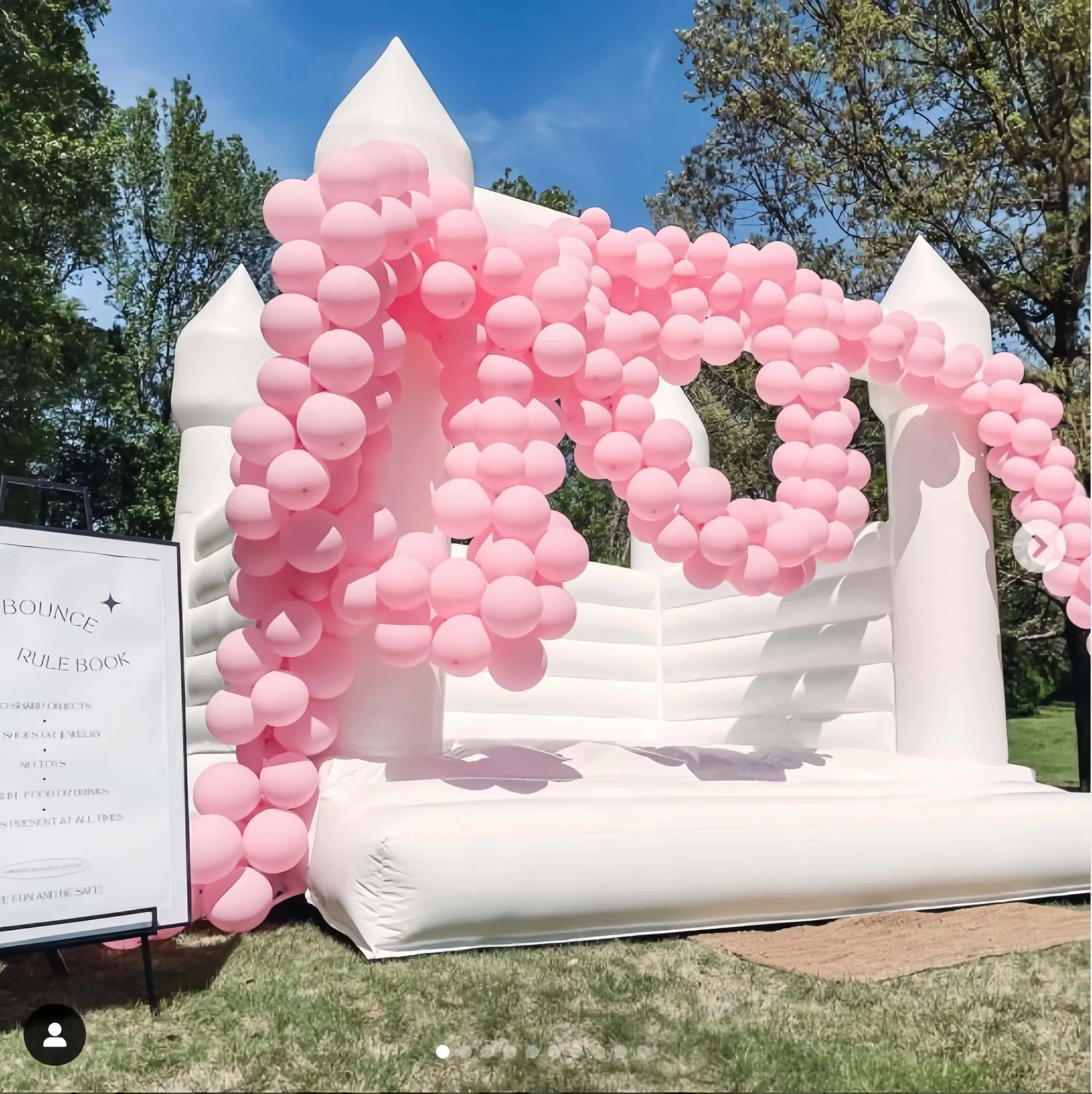 Castillo de casa de rebote blanco para niños y adultos, bóveda inflable 4*4*3m, castillo inflable inflable con soplador de aire