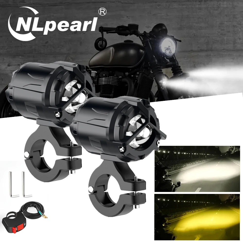 

Motorcycle LED Spotlight Dual Color Headlight Auxiliary Super Bright Car Driving Light For BMW R 1200GS R1250GS ADV F800GS K160