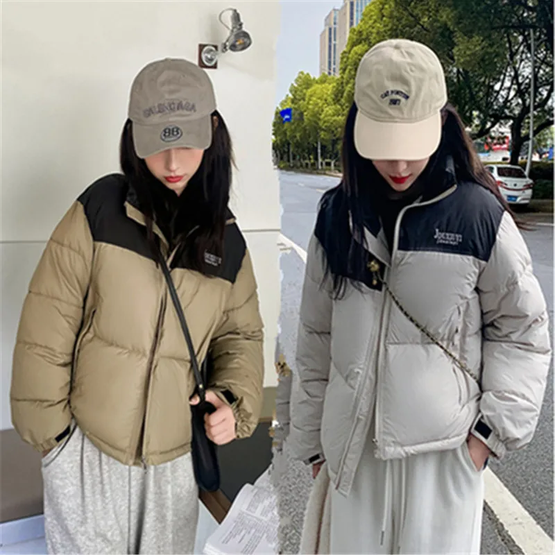 2023 Winter Women\'s Standing Collar Colored Thickened Down Cotton Coat Fashion Korean Version Slim Loose Short Coat