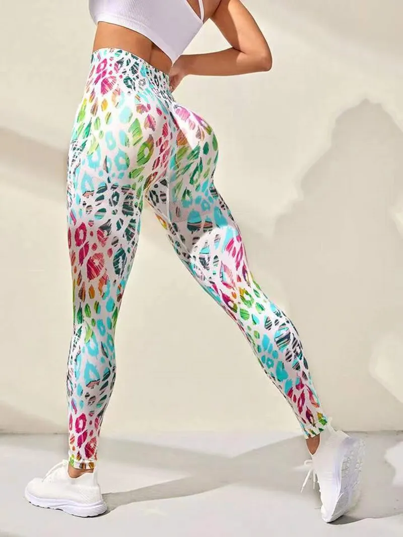 Celana Yoga motif 3D tanpa kelim dasi persik celana Legging olahraga Push Up pakaian Fitness Wanita ketat pinggang tinggi olahraga Legging