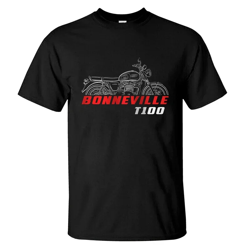 

2024 Men T Shirt Casual T-shirt Triumphs Bonneville T100 2002-2024 Graphic Summer Short Sleeves 100% Cotton S-3XL Cool Tee