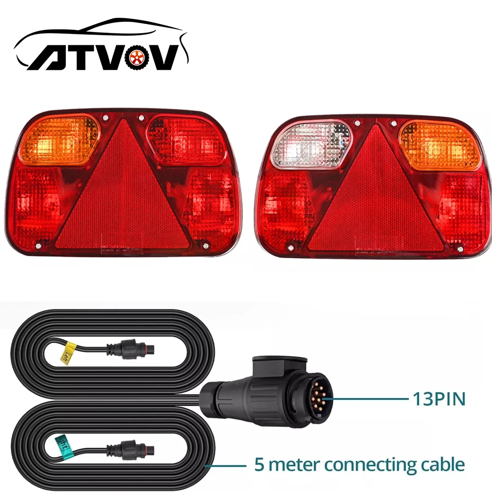 

ATVOV 1 комплект, 12 В, 5,5 м, 13-контактный задний фонарь для автомобиля, грузовика, задний стоп-сигнал, стоп-сигнал, сигнальная лампа, номерной знак, отражатель, прицеп, караван