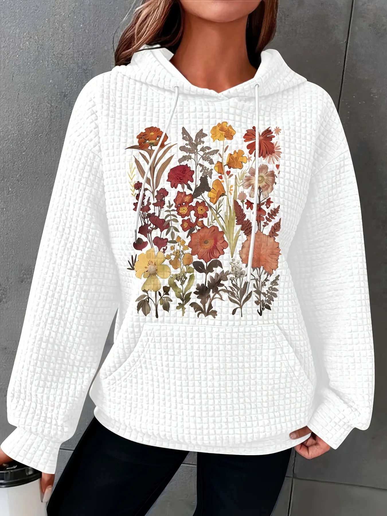 

Printed Design casual style Floral Pattern Print Design Art hoodie