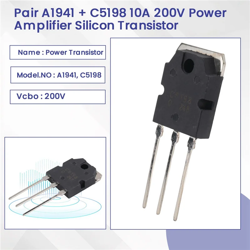 10 ペア A1941 + C5198 10A 200V パワーアンプ シリコン トランジスタ-Y41A