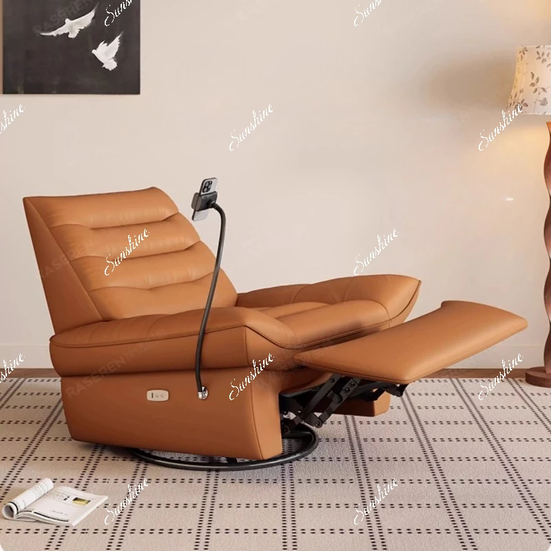

Leather sofa reclining living room modern simple electric single leisure recliner