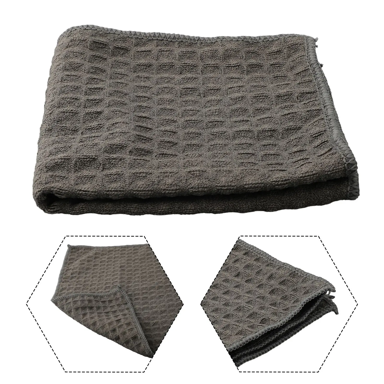 Soft and Absorbent Kitchen Dish Cloths  Waffle Cloth Weave Microfiber  Quick Drying  Great for Polishing  Dark Grey