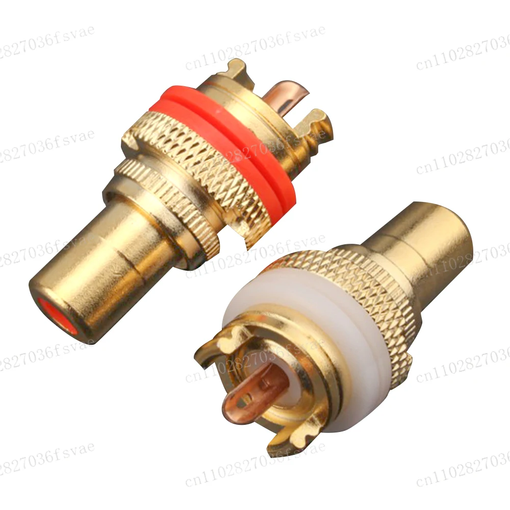 8PCS RCA CMC Female Red White RCA Female Socket Chassis High Quality Phono Copper Plug Connector Red+White
