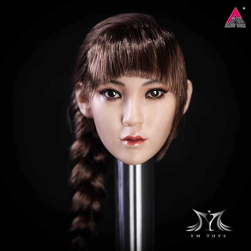 Ymtoys 1/6 escala ying cabeça feminina esculpida trançada cabeça de cabelo longo escultura modelo caber 12 ''soldado pálido bronzeado figura de ação corpo