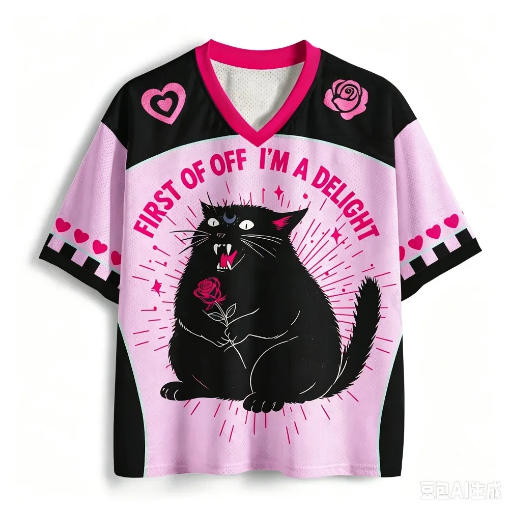 Japanese-style Lucky Cat 3D Print Quick-dry Breathable Sports MenWomenVneck LooseTshirt Fashionable Street Y2K Parental Clothing