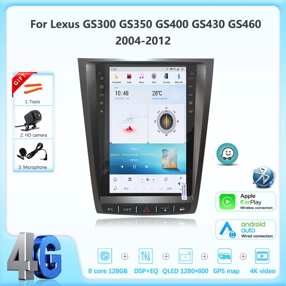 

JEHUNG For Lexus GS GS300 GS350 GS400 GS430 GS460 2004-2012 Car Multimedia Player CarPlay GPS Radio 5G Navigation Qualcomm 128GB