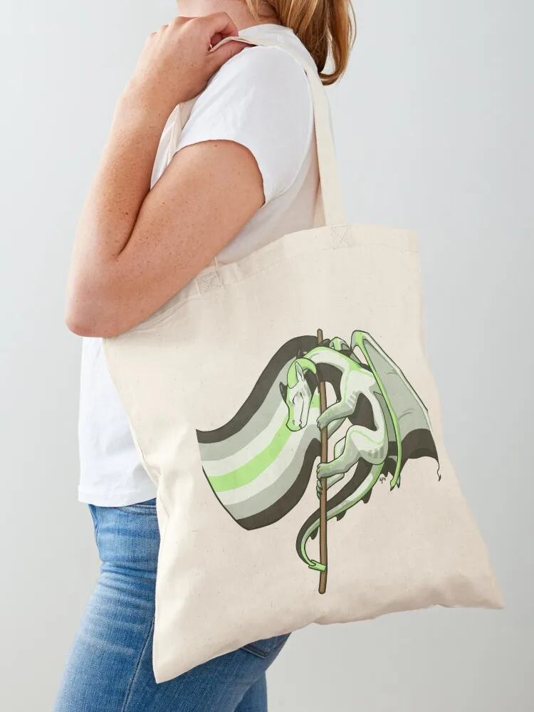 

Agender Pride Flag Dragon (3rd Edition) Tote Bag bag luxury women Big bag Cloth bags university shopper