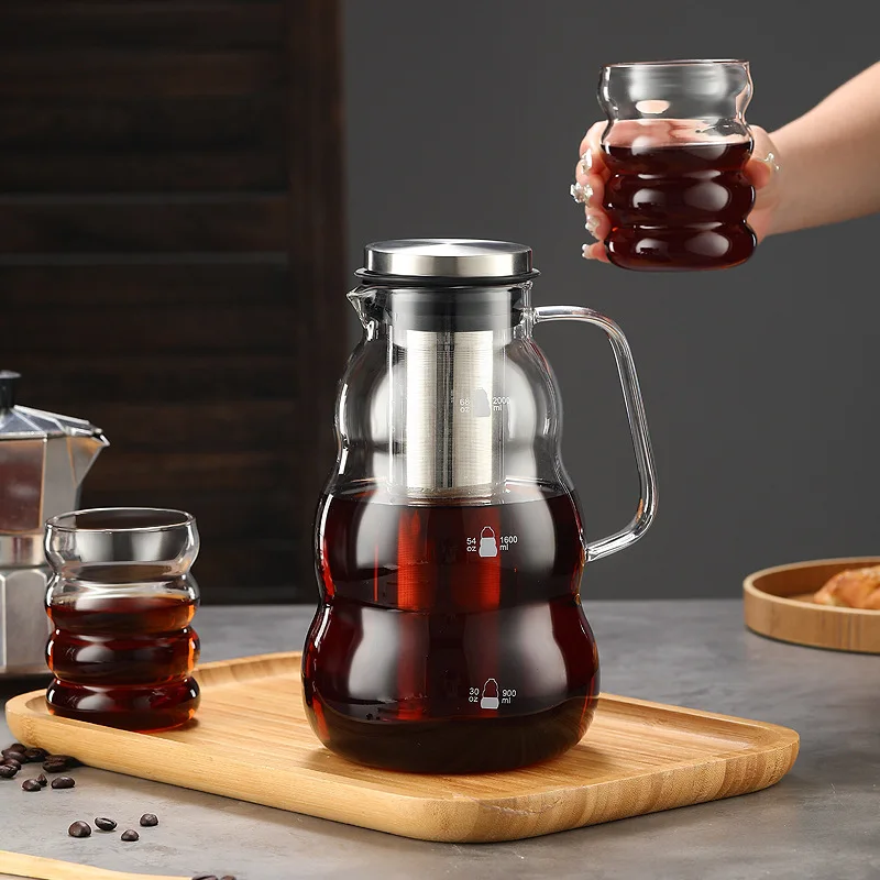 Cold Brew Pot Glass Coffee Pot Large Capacity Extraction Pot Cold Brew Bottle Cold Kettle Glass Coffee Sharing Cup