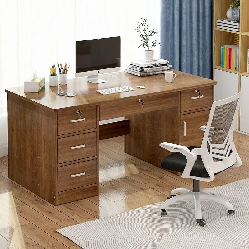 Nordic Computer Desk Home Office Furniture with Lockable Drawers PC Host Storage Gaming Table Modern Study Writing Workstation