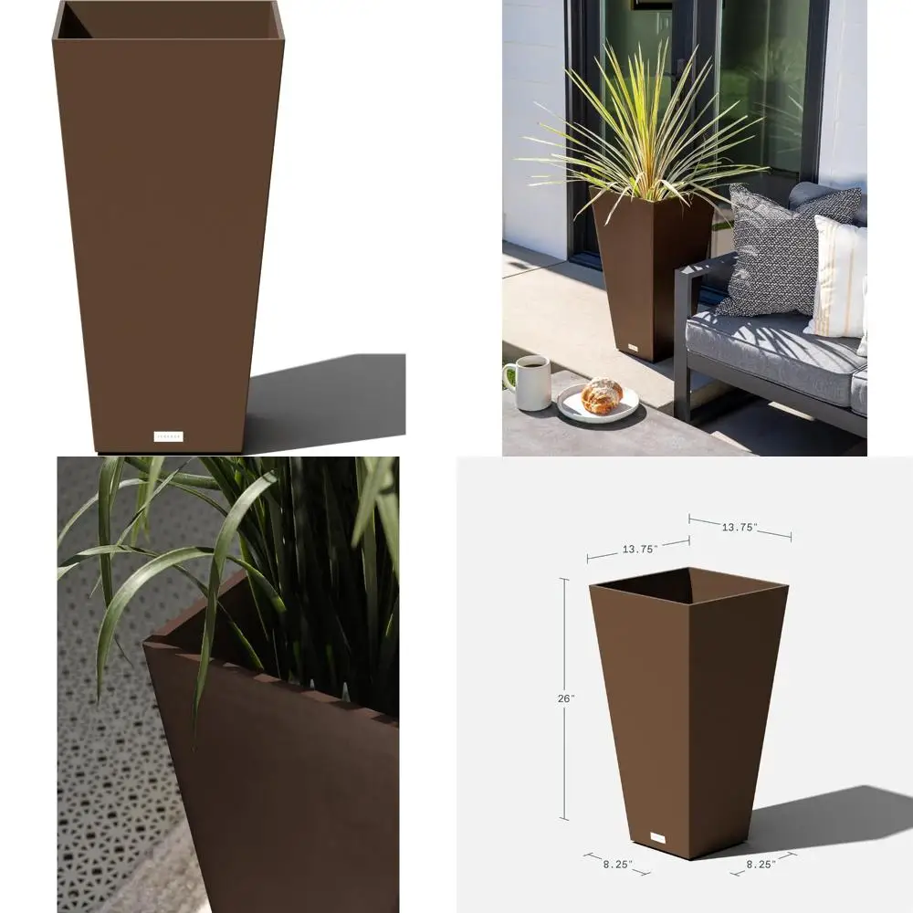 

Espresso Taper Planter for Indoor and Outdoor Use, 30 Inch, Large Capacity, Durable Resin Material