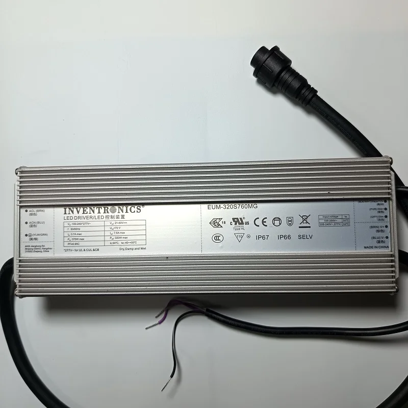 LED Driver 320W 21-60V 7.6A 48V Waterproof Plug LM301B Quantum Board Power Supply Inventronics LM301H Bar Light Plants Growing