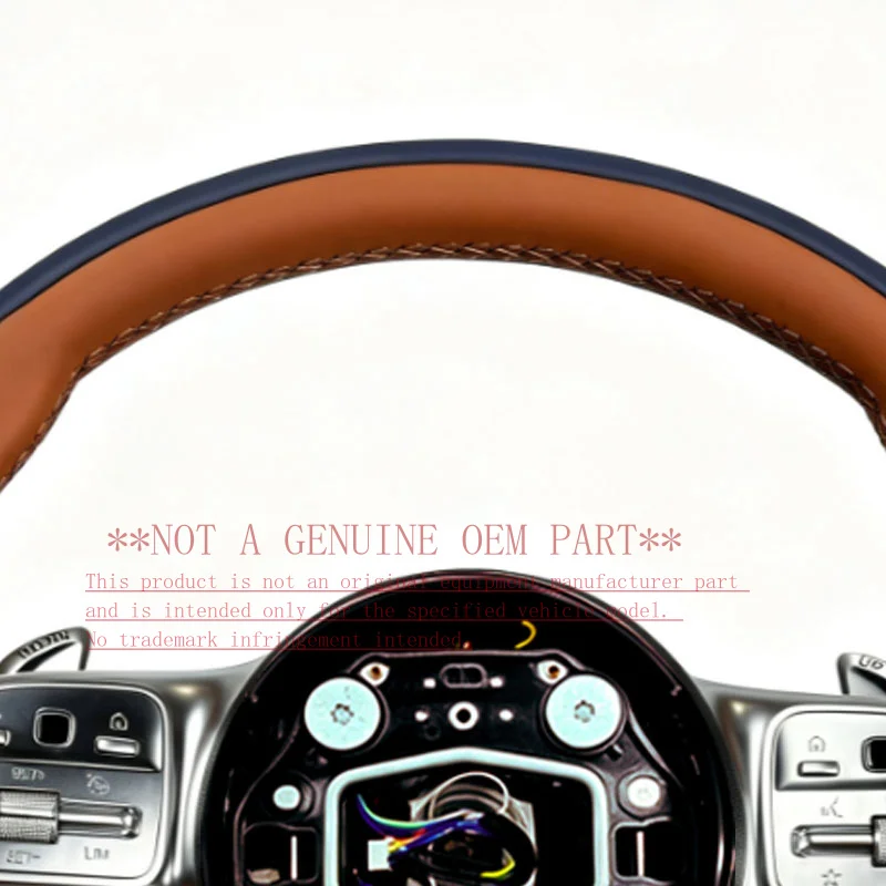 For Mercedes-Benz G-Class W463 New Generation 2018- Beige Leather Steering Wheel Decorative Cover ZC-809-P009-F