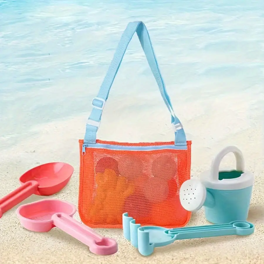 Commuting Travel Leisure Simple Pure Color Large Capacity Beach Shell Collection Bag Toy Sorting and Storage Mesh Bag