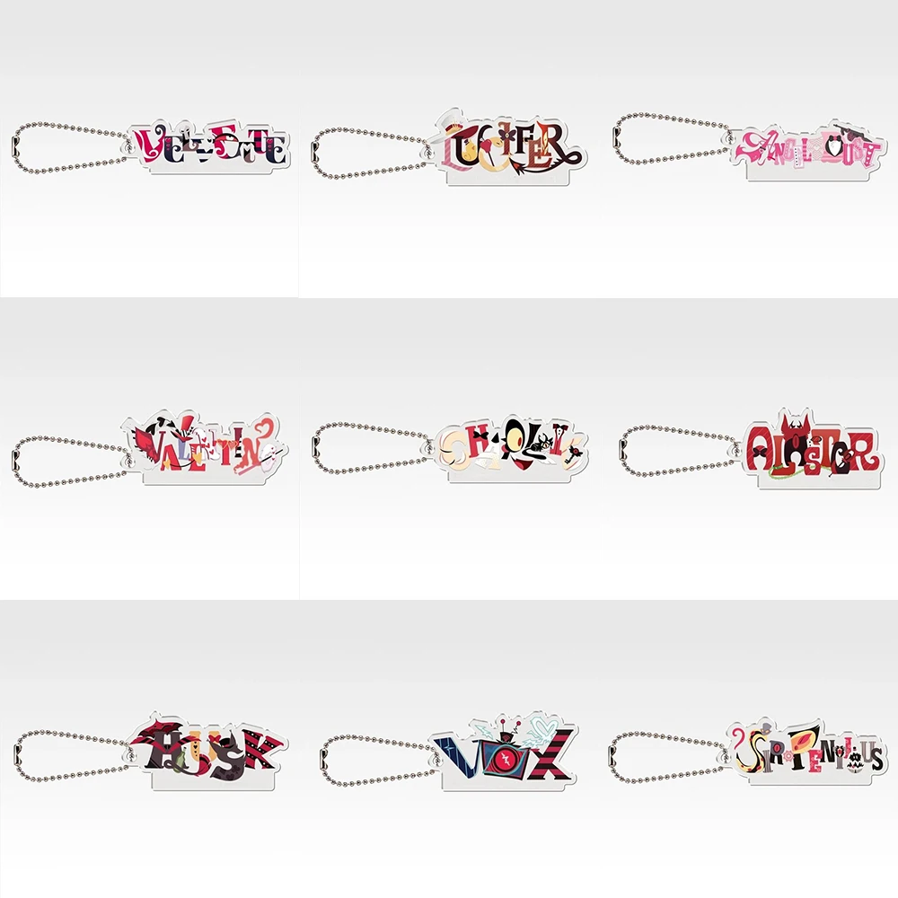 Anime Hazbin Hotel Charlie Alastor Lucifer terciopelo Vox Valentino periféricos llavero acrílico dibujos animados mochila colgante regalo