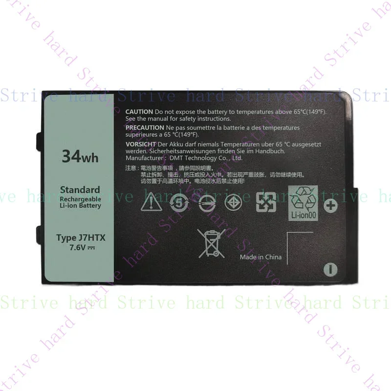 

For Dell Latitude 7212 Rugged Tablet J7HTX 34Wh Rechargeable Li-Ion Battery