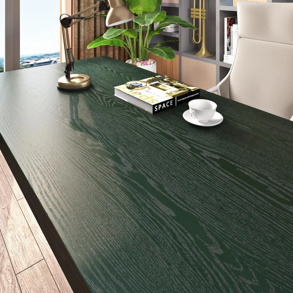 Kit de cobertura de bancada verde à prova d'água, 24 x 394 polegadas, design de madeira verde escuro para contadores de cozinha