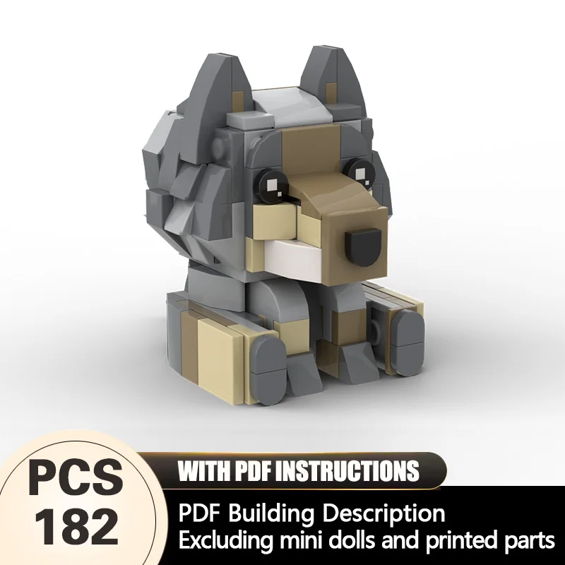 

Creators Animal Series Model MOC Building Bricks Grey Big Dog Modular Technology Gifts Holiday Assemble Children Toys Suit