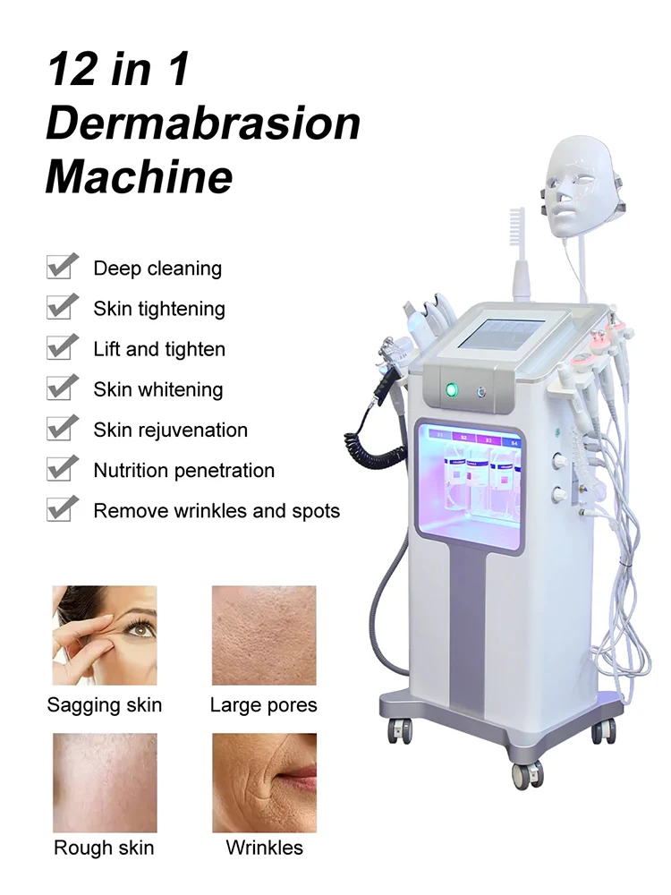 最新の12 in 1水素酸素バブルマシン、スキン洗浄、水素酸化物ダーマブレーション機器、ライン彫刻、ウォーターライトデバイス