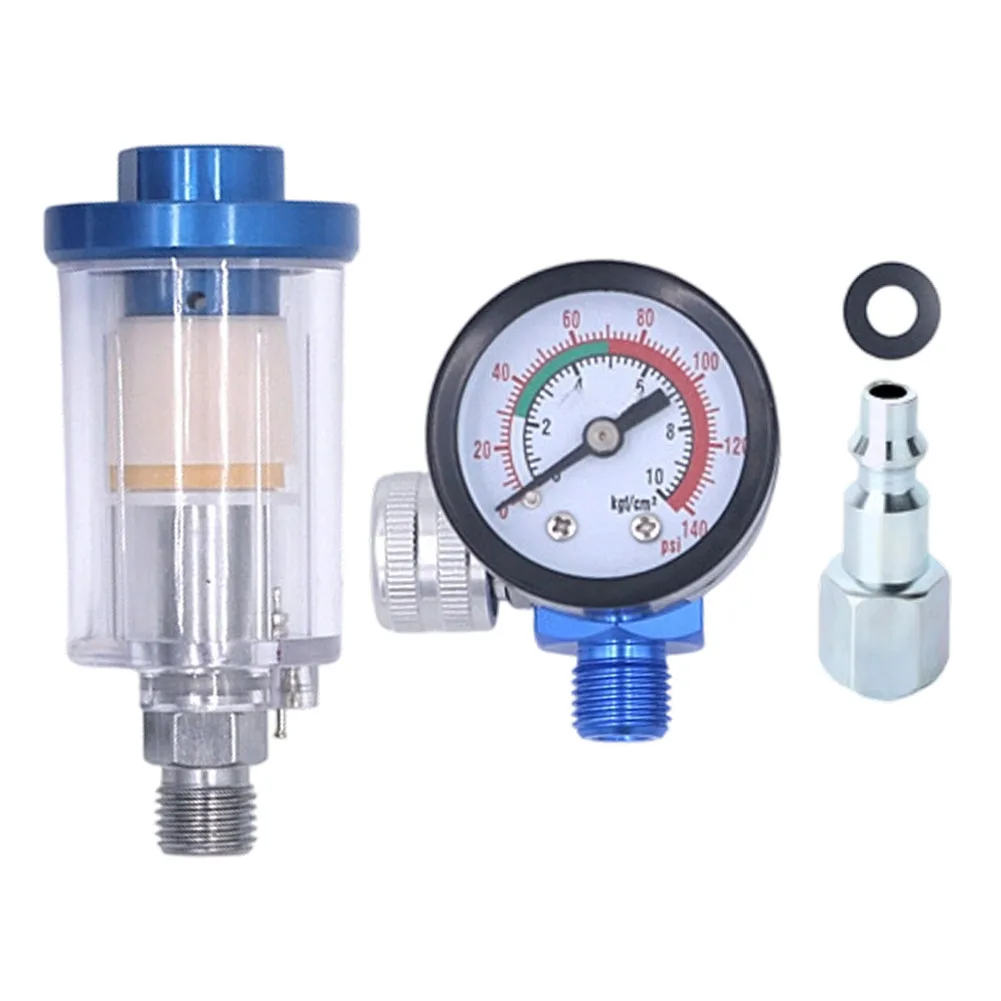 Oil Water Separator 1/4-Inch Spray Air Flow Gauge In-line Oil Water Trap Filter Separator W Adapter For G 1/4