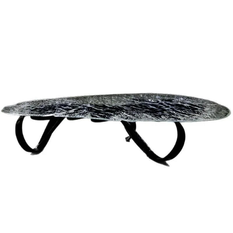 Simple high transparent lion crystal tea table living room household resin table water ripple three-dimensional Chinese style wi