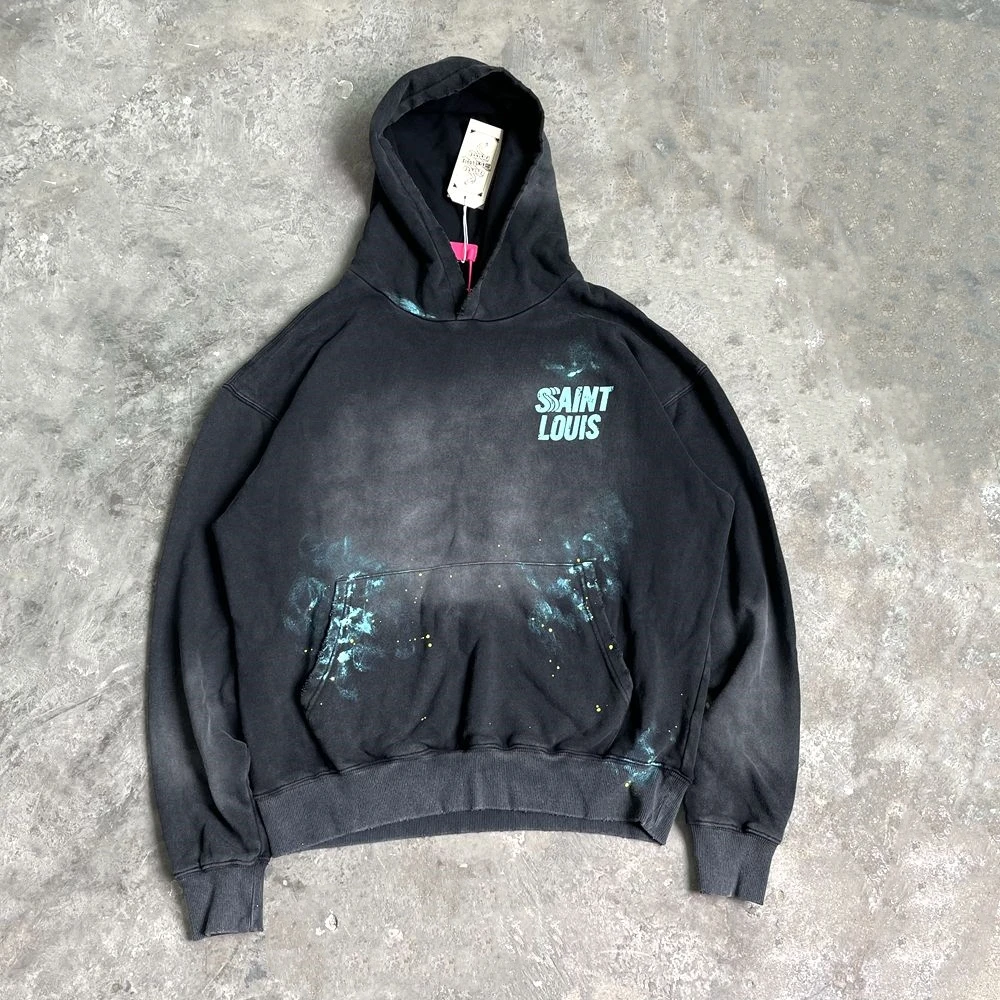 Yao Fashion SAINT OF MICHAEL Vintage Casual Luxury Brand Oversize Streetwear Bluza z kapturem Y2k Washed Old Bluzy Dla Mężczyzn