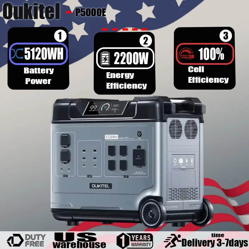

Oukitel P5000E Portable Power Station2200W 5120Wh LiFePO4 Battery High Performance Powerful Outdoor Home Camping MobilePowerBank