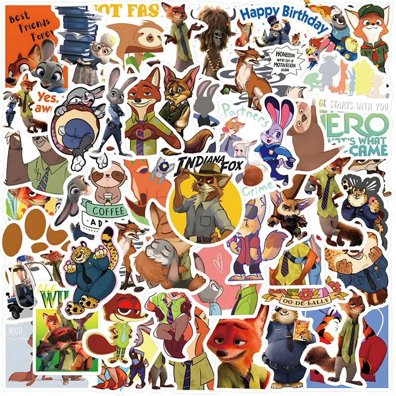 60 قطعة Zootopia DIY ملصقات الكرتون الهاتف جذع الثلاجة مقاوم للماء أنيمي ملصقات أنيمي الشكل صورة اللعب ملصق هدية #2