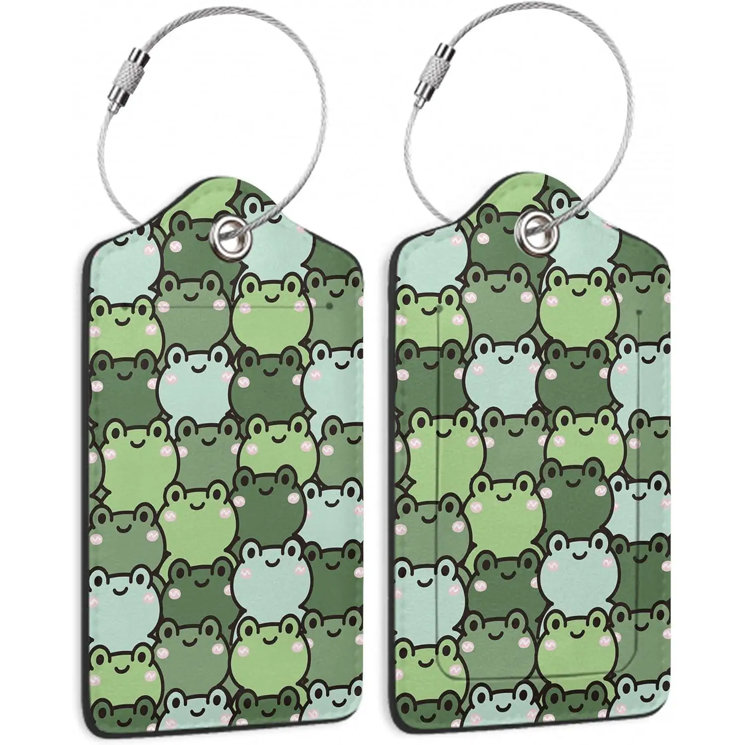 

2-упаковка багажных бирок для чемодана, милая лягушка, кожаная багажная бирка, бирки для сумки, идентификаторы, идентификационная этикетка с крышкой для конфиденциальности со стальной петлей