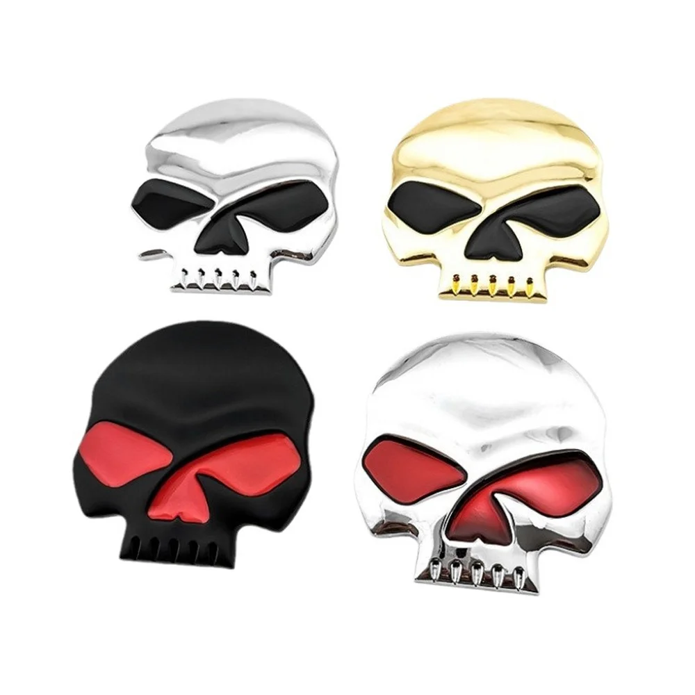 3D Chrome Metal Skull Crossbones Fuel Tank Sticker, Vintage Bike Emblem Decal Fits Harley Bobber, Triumph Bonneville, Ducati view 5