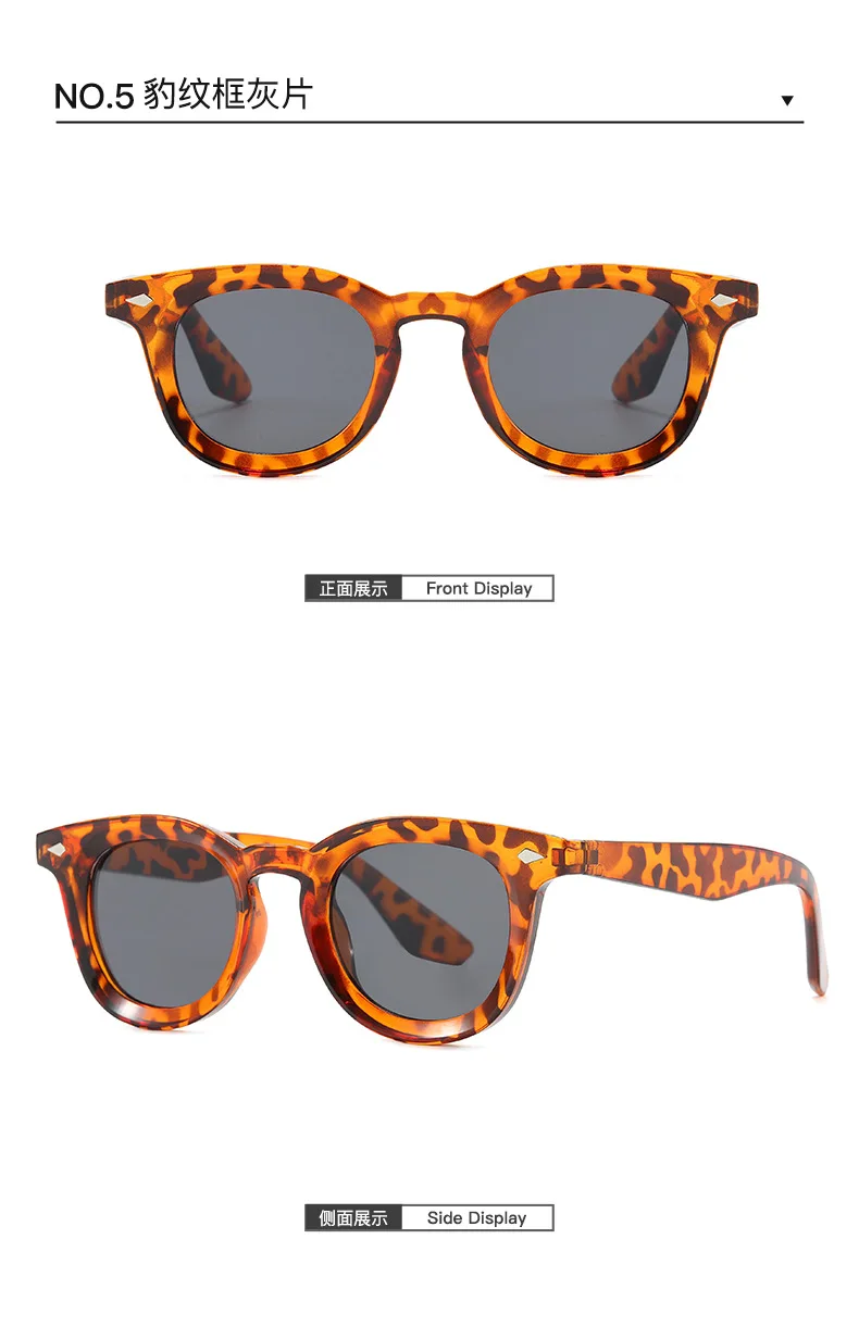 Retro Runde Männer Sonnenbrille Mode Klare Ozean Objektiv Shades UV400 Frauen Trend Nieten Gläser – Detail 11