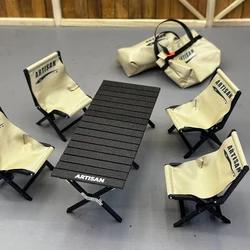 1/10 Mini Roll-Up Table Chairs Foldable Camping Gear Outdoor Simulation Model Decoration Toys Photography Props