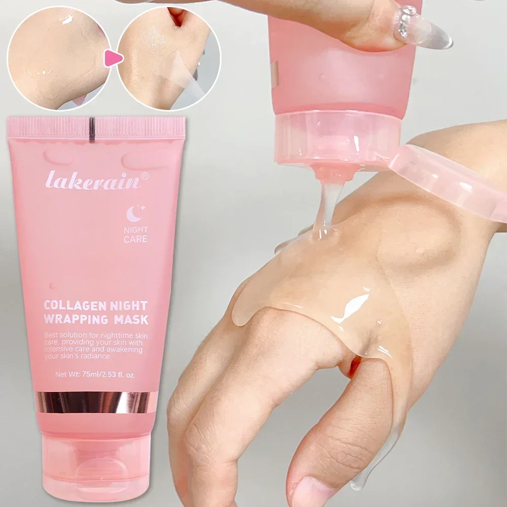 75 ミリリットルナイトコラーゲンピールオフフェイシャルマスクブラシ付き保湿美白韓国フェイスマスク深く水分補給ケアマスククリーム