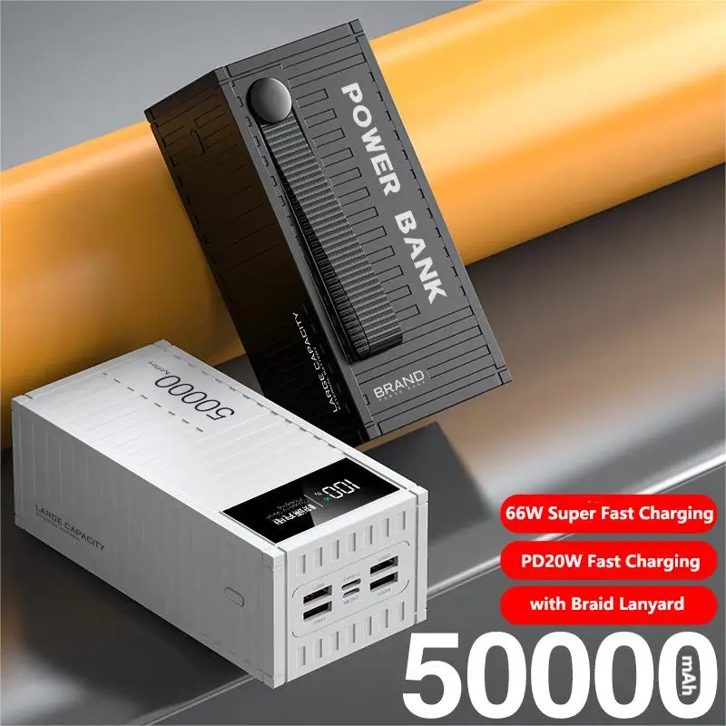 50000mAh Power Bank 66W Super Fast Charging For iPhone 15 14 Huawei P50 Xiaomi Samsung PD 20W External Battery Charger Powerbank