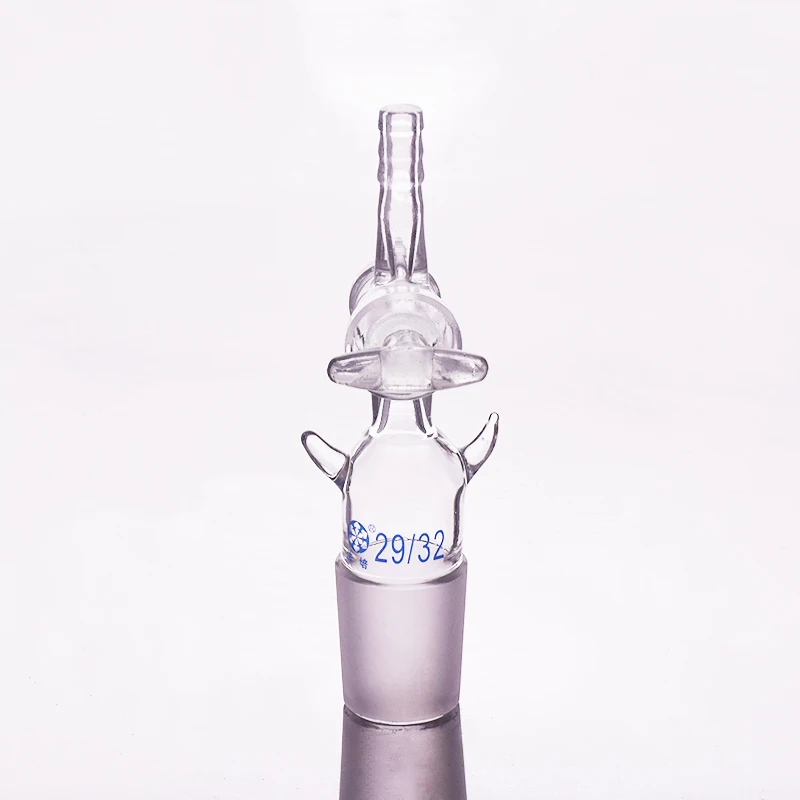 FAPEI Straight suction connector, Glass valve 29/32, Joint with Glass stopcock, With hook up, Straight connector with piston