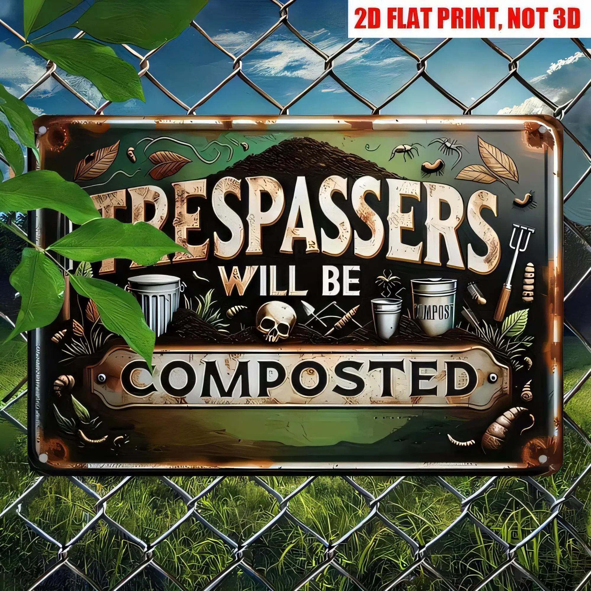 Tin Sign “The Compost Will Be” Vintage Garden Humor Metal Plaque  Print Retro Style Weathered Farmhouse Wall Decor for Shed Gara