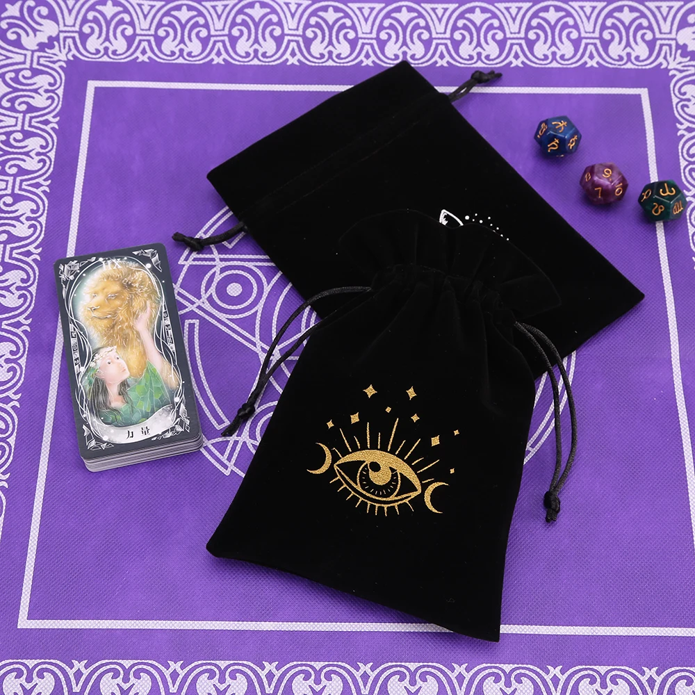 

1Piece 13x18cm Black Velvet Tarots Bag Oracle Cards Storage Runes Constellation Witch Divination Accessories Jewelry Dice Pouch