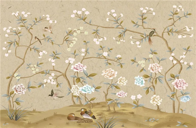 Custom size wallpaper Chinese flowers and birds Magnolia tree branches night scene mural home decoration room 3d wallpaper photo