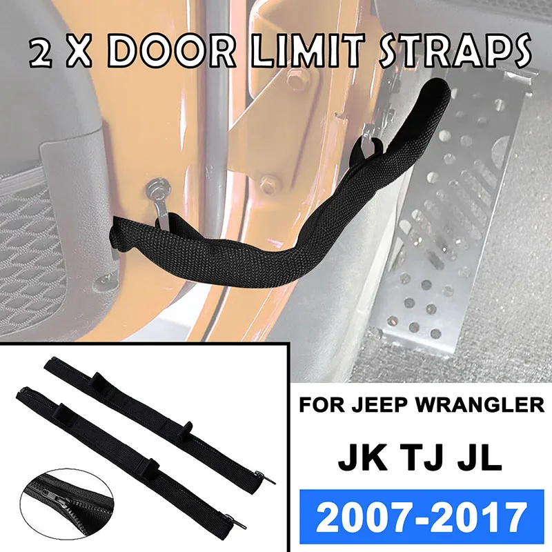 Rope Car Door Limit Restriction Strap With Wire Protecting Harness For Jeep Wrangler 2007-2017 JK TJ JL Car Interior Accessories