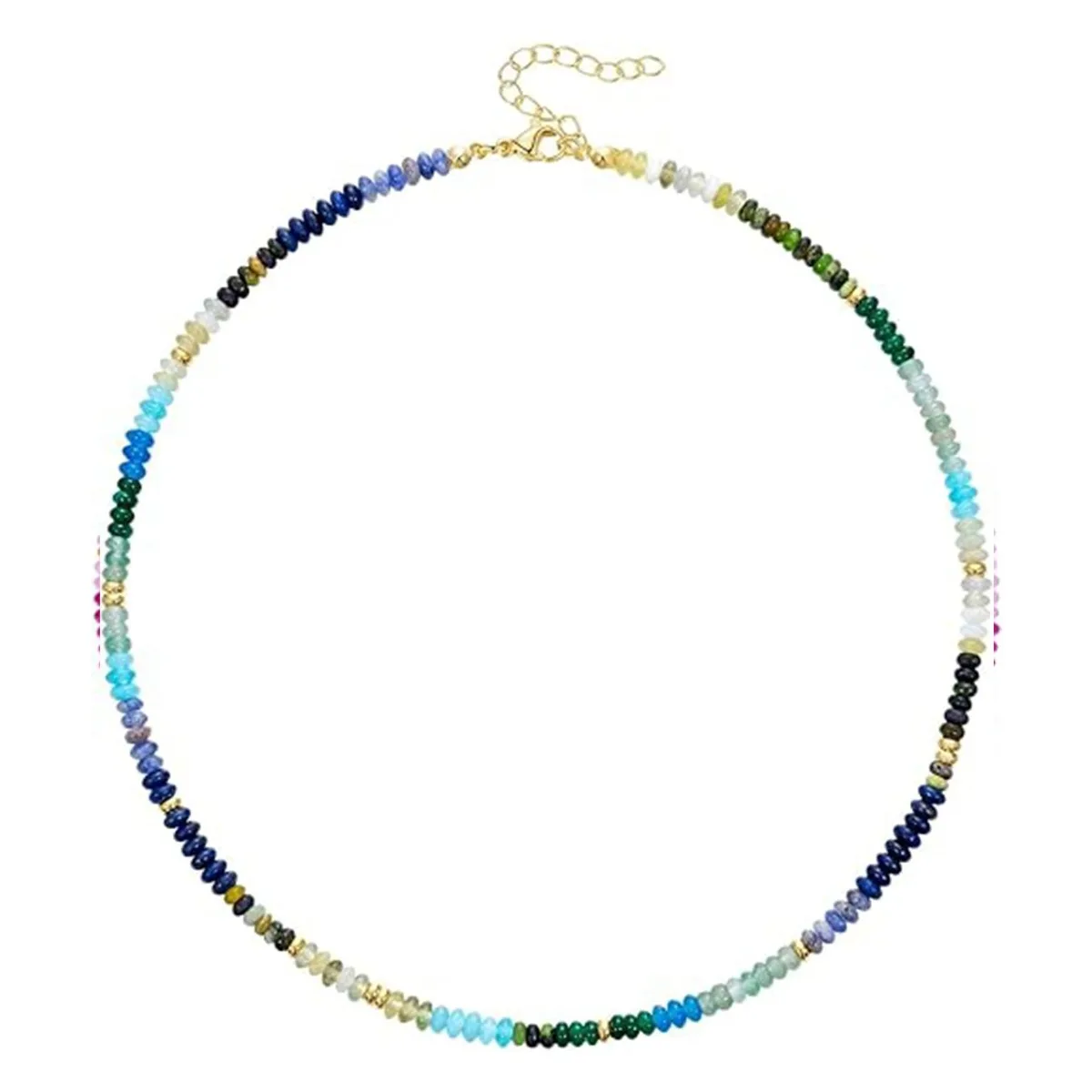 Yori Rainbow-colored Women's Clavicle Necklace Perfect for Summer Beach Bohemian 4mm Abacus Bead Necklace Gift