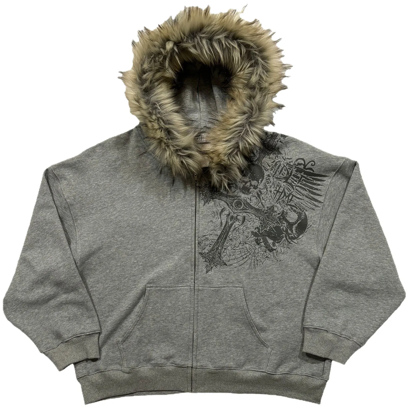 American Retro Y2k Streetwear Women's Zip Up Hoodie Autumn Winter Fashion Gothic Punk Oversized Hoodie Sweatshirt Women Jacket