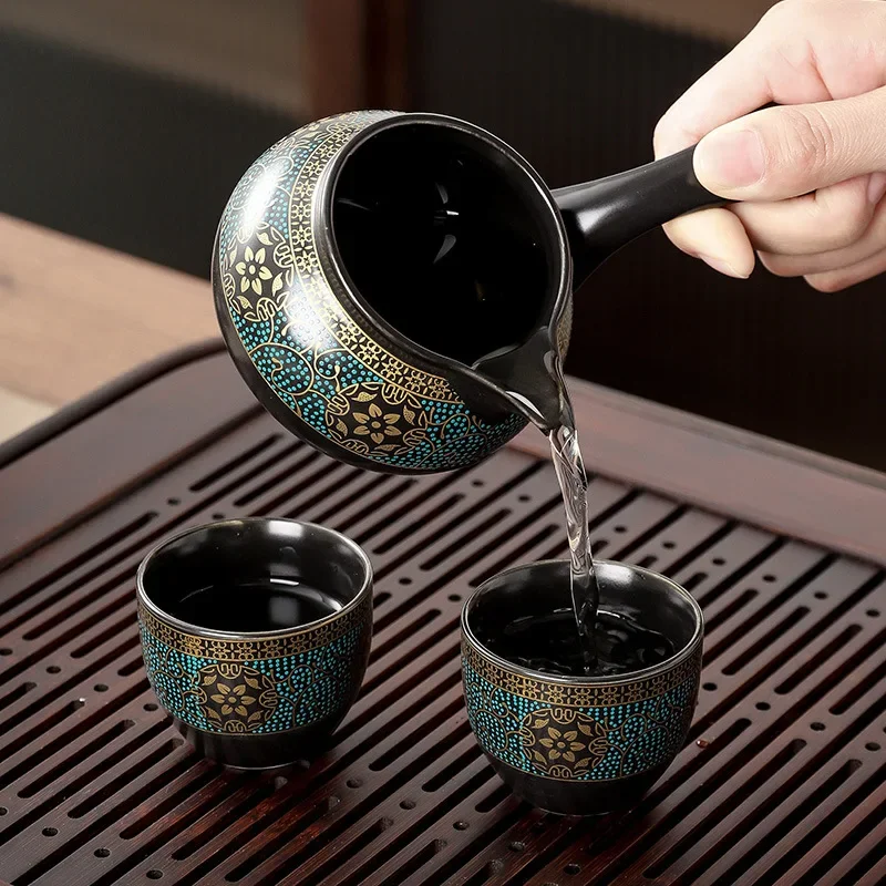Household Tea Set Creative Living Room Semi-automatic Rotating Kung fu TeaSet Water for Tea Making Ceramic Teacup Business Gifts