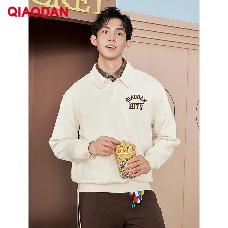 

QIAODAN Polo Pullovers Sweatshirt Men's Long Sleeve Top with Plaid Grid 2025 Autumn Winter Comfortable Sportswear QDLWD3251847