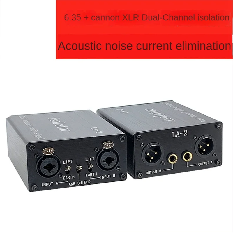 LA-2 Audio Signal Isolator 6.35 XLR Head Mixer Audio Current Acoustic Noise Filter Remover