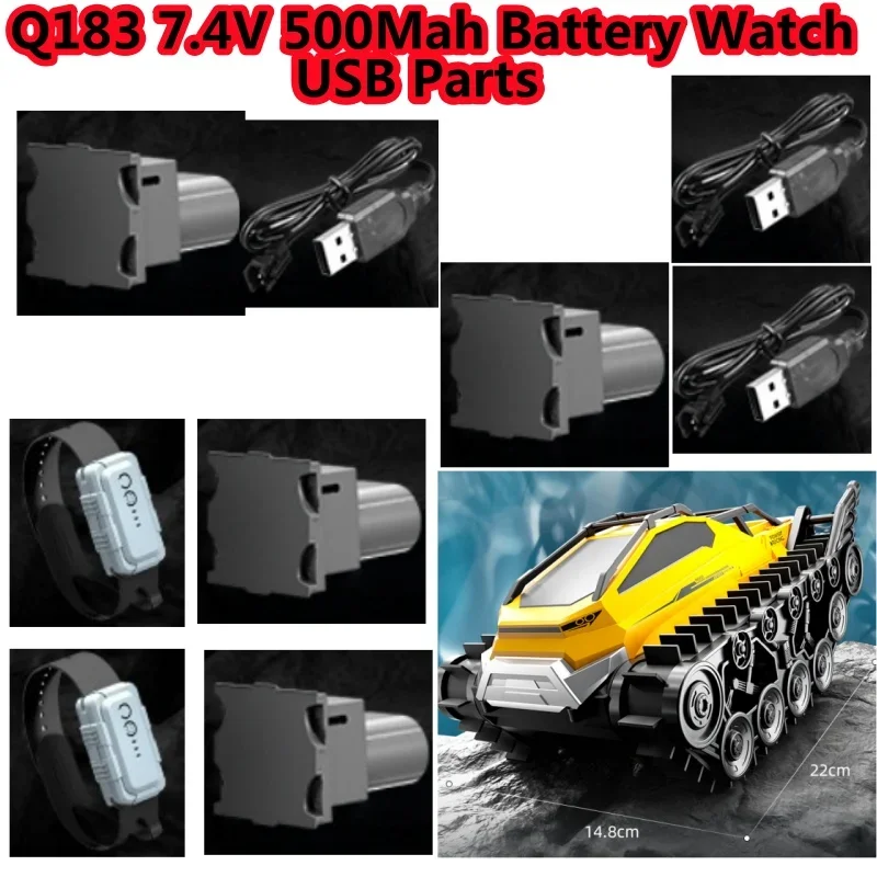 Q183 Amphibious Track All-Terrain  Remote Control RC Tank Car Truck Spare Parts Accessories 7.4V 500Mah Battery/USB/Watch