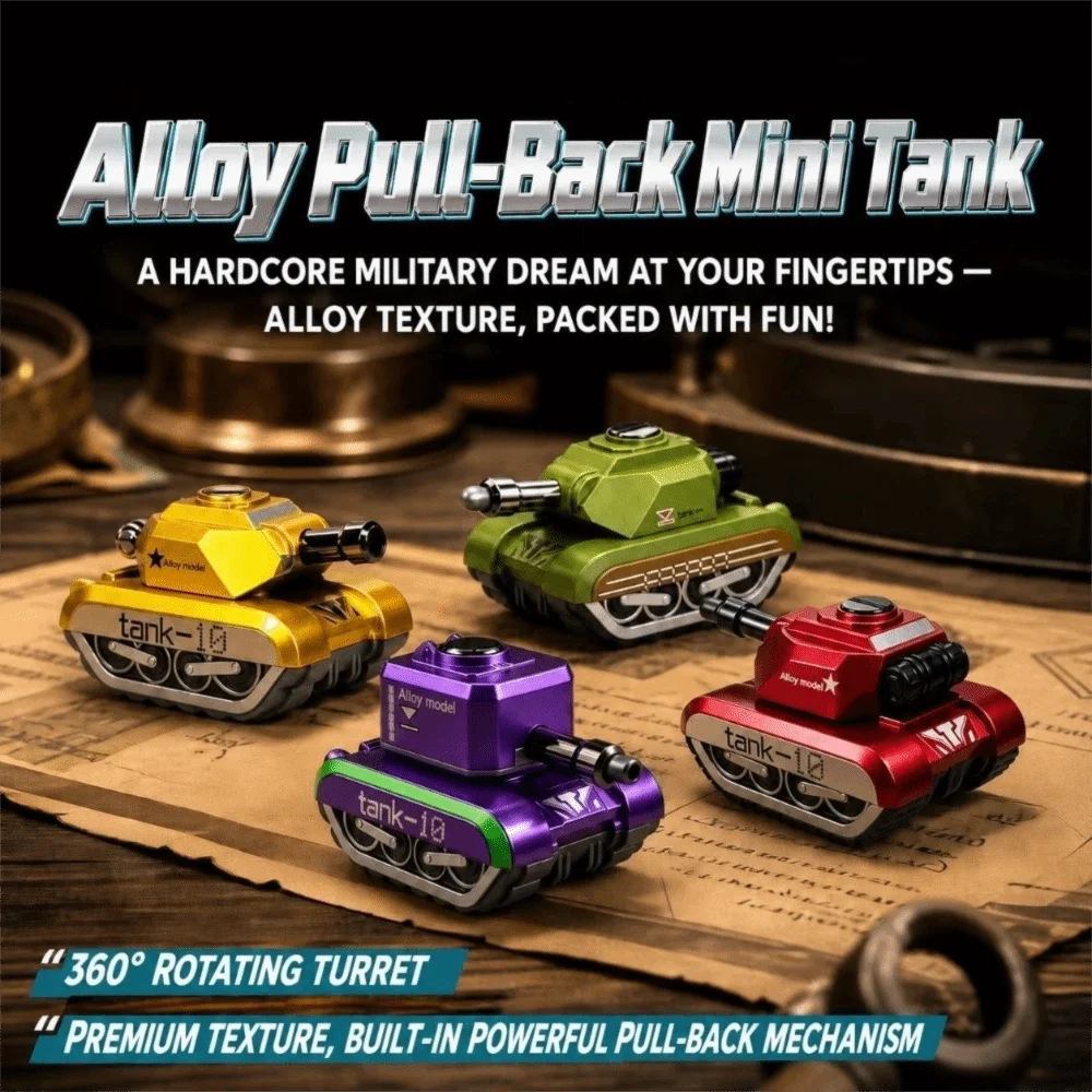 Tank Model Toy Alloy Material Alloy Tank Toy Cool Design Fun Toy Armored Vehicle Toy Rotating Turret Mini Tank Toy Kids Gifts
