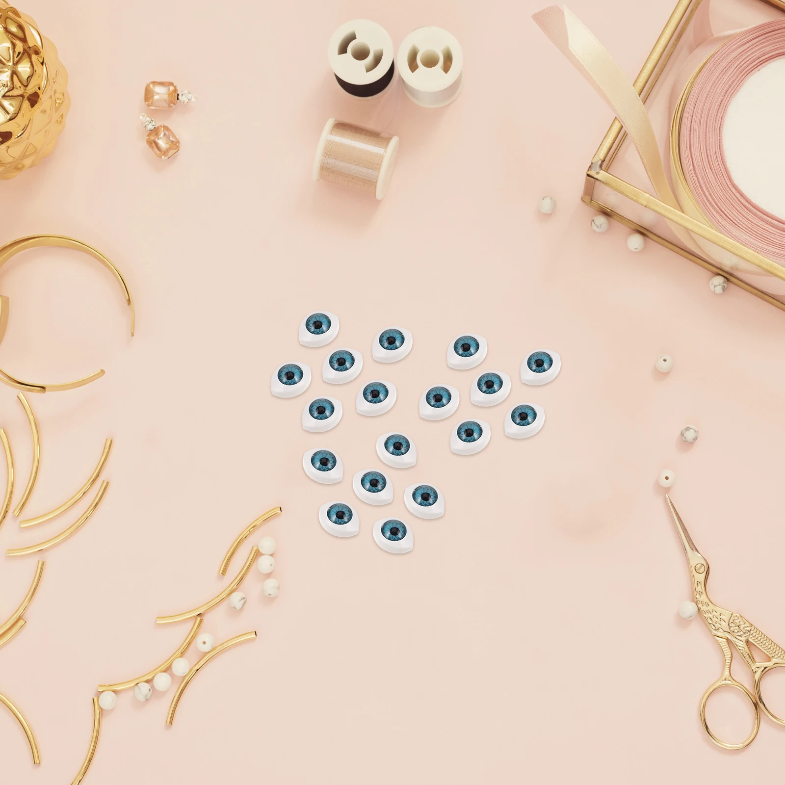 100 قطعة من مقلة العين نصف الكرة خياطة عيون بيضاوية وهمية للحرف اليدوية لعبة خلفية ذاتية الصنع